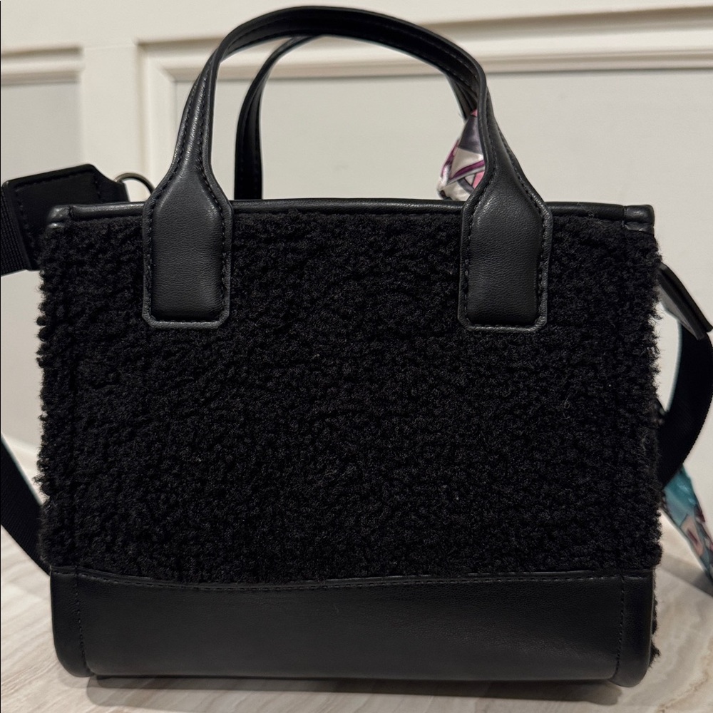 Kurt Geiger Bag Faux Shearling Surrey Black Mini Tote Crossbody - Picture 7 of 17